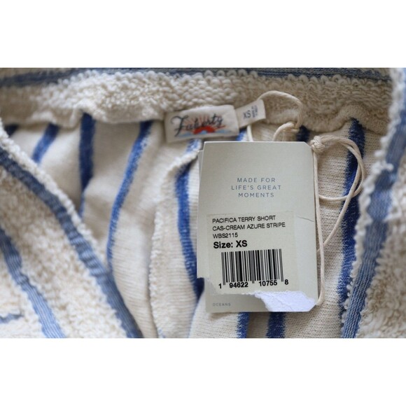 NWT Faherty Womens XS Azure Cream Stripe Pacifica Terry Shorts Boho Beach Lounge - Picture 5 of 7